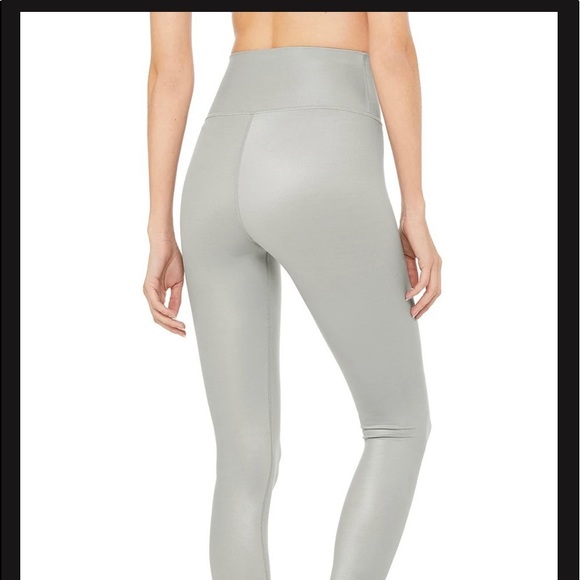 ALO Yoga Pants - ALO Yoga High Waist Silver Shine Yoga Pants, Size Large